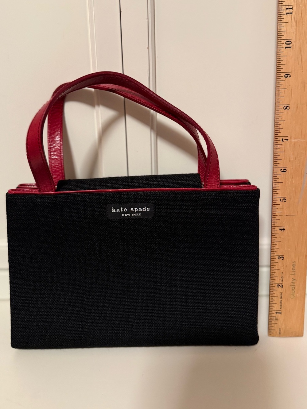 Kate Spade Black Mini Tote with Red Handles